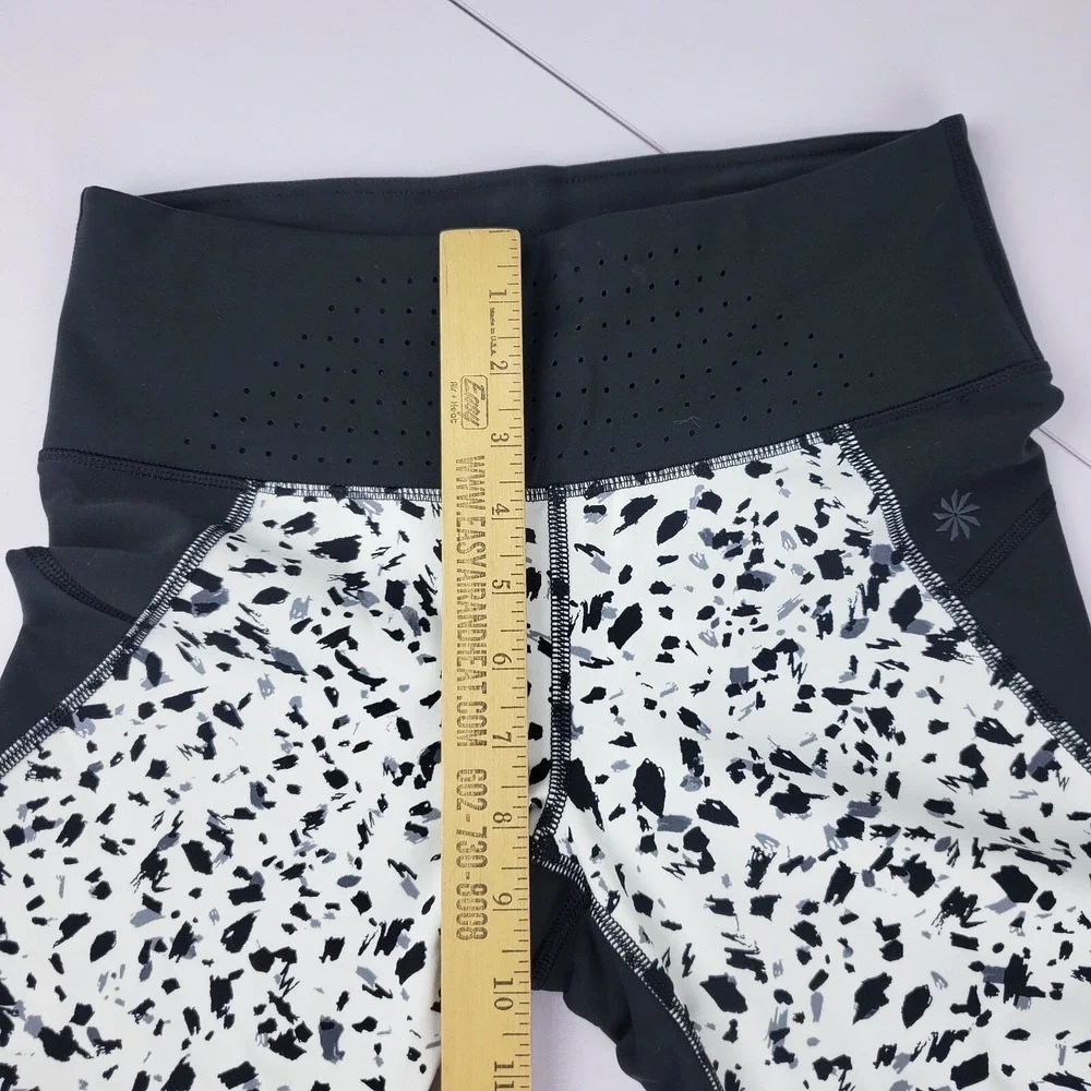 Athleta Leggings Women Small Petite Pants Black White Capri Animal Print Workout